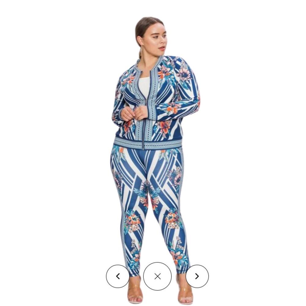Jealous Tomato 2 PC. track suit Size 2x Jacket and Pants Scuba Material Casual